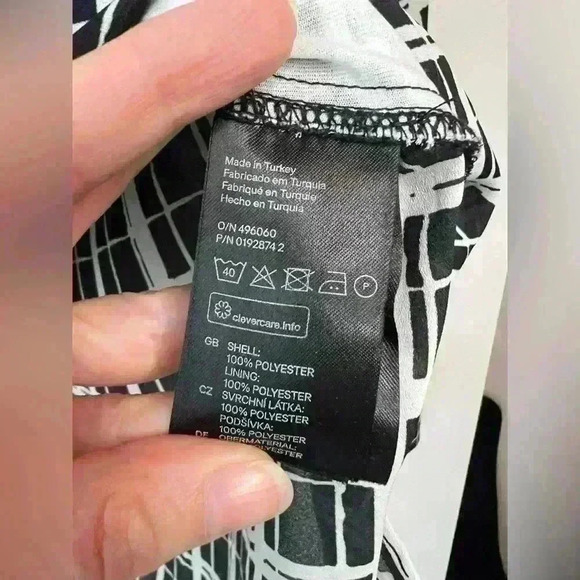 H&M Women’s Black White Plaid Art to Wear Polyester Layered Office Work Blouse 2 - Picture 6 of 11